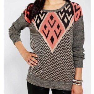 UO Ecote Intarsia Tribal Chevron Sweater sz S 0649